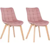 CLP 2er Esszimmerstühle Passaic Samt gesteppt pink
