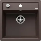 BLANCO DALAGO 5-F, SILGRANIT, cafe, mit Ablauffernbedienung, keine Beckenlage, 500 mm Untermaß, Aufsatzwanne, Quadratisch, Silgranit, Braun, 1 Becken, Coffee