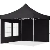 TOOLPORT 3x3m Stahl Faltpavillon, inkl. 2 Seitenteile, schwarz