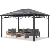 TOOLPORT Gartenpavillon 3x4 m Stahldach Hardtop, ohne Seitenteile, Pfosten 9x9 cm