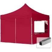 TOOLPORT 3x3m Aluminium Faltpavillon, inkl. 4 Seitenteile, rot