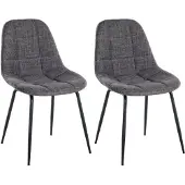 CLP 2er Set Stuhl Tom Kunstleder oder Stoff mit Metallgestell hellgrau Material Stoff