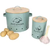 MamboCat 2er Set Vorratsdosen Fresh Knoblauchtopf & Kartoffeltopf Lagerung mint