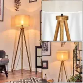 Hofstein Schiavonea Stehlampe aus Holz/Stoff in Naturfarben/Beige/Weiß