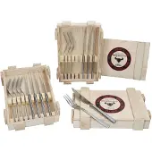 Justinus Bestecke Justinus 24tlg BBQ Steakbesteck-Set für 12 Personen Messer Gabel inkl Holz-Kiste