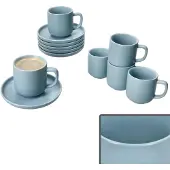 Ritzenhoff & Breker Ritzenhoff 6er Set Jasper Espressotassen & Untertassen Graublau für 6 Personen