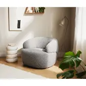 DELIFE Loungesessel Nova 88x88 cm Bouclé Silbergrau