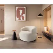 DELIFE Loungesessel Nova 88x88 cm Bouclé Creme-Weiß
