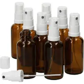 MamboCat 8er Set Apothekerglasflasche 50ml Sprühkopf-Aufsatz lichtgeschützte Aufbewahrung Sprühflaschen