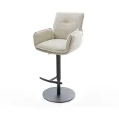 DELIFE Barstuhl Nela-Flex Webstoff Soft Beige Drehfuß höhenverstellbar Metall Schwarz