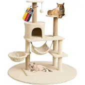 Coemo Kratzbaum für Katzen, mit Hängematten, Schlafhöhle, Ruheplatz, Sisal Stamm Anthrazit