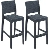 CLP 2er Set Barhocker Jamaica UV-beständig, wetterfest | Farbe dunkelgrau