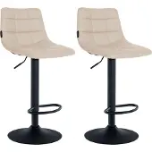 CLP 2er Set Barhocker Jerry Kunstleder höhenverstellbar und 360 drehbar creme Gestell Farbe schwarz