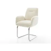 DELIFE Freischwinger Zoa-Flex Teddystoff Beige Freischwinger flach Edelstahl Taschenfederkern