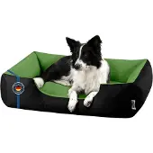 BedDog Hundebett LUPI waschbar,(XL) ca. 100x85x23cm,GREEN-FIELD (schwarz/grün)