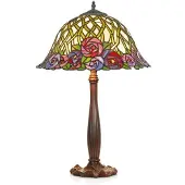 Casa Padrino Tiffany Tischleuchte Hockerleuchte im Mosaik Design, Glas und Metall, Durchmesser 40 cm
