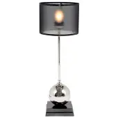 Casa Padrino Luxus Tischleuchte Schwarz vernickeltes Metall, Höhe 60 cm, Lampenschirm Durchmesser 20 cm