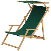 Erst-Holz Holz-Liegestuhl, Gartenliege mit viel Zubehör nach Wahl Stofffarbe grün V-10-304NSonnendach