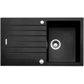 NABER Spüle ANGOLA 100 in NERO mit Drehexcentergarnitur verchromt / Auflagespüle / 45 cm Schrankbreite