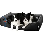 BedDog Hundebett LUPI Hundesofa Hundekissen waschbar,THE-ROCK (schwarz/grau),(XXL) ca. 120x85x23cm