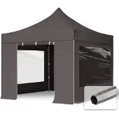 TOOLPORT 3x3m Stahl Faltpavillon, inkl. 4 Seitenteile, dunkelgrau