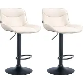 CLP 2er Set Barhocker Vonore Kunstleder höhenverstellbar und 360 Grad drehbar creme Gestell Farbe schwarz