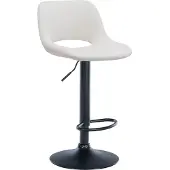 CLP Barhocker Camden Samt drehbar und höhenverstellbar | Farbe creme Material Gestell Metall matt schwarz