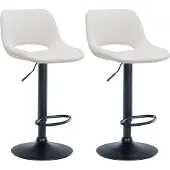 CLP 2er Set Barhocker Camden Samt drehbar und höhenverstellbar | creme Farbe creme Material Gestell Metall matt schwarz