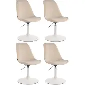 CLP 4er Set Esszimmerstühle Maverick Samt drehbar und stufenlos verstellbar creme Gestell Farbe weiß