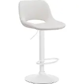 CLP Barhocker Camden Samt drehbar und höhenverstellbar | creme Farbe creme Material Gestell Metall matt weiss