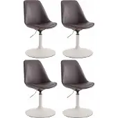 CLP 4er Set Esszimmerstühle Maverick Kunstleder drehbar und stufenlos verstellbar braun Gestell Farbe weiß