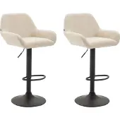CLP 2er Set Barhocker Braga Kunstleder drehbar und höhenverstellbar creme Gestell Farbe schwarz