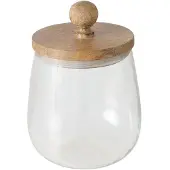 Boltze Glas VARUD mit Deckel aus Mangoholz, Ø 12 cm