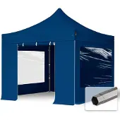 TOOLPORT 3x3m Stahl Faltpavillon, inkl. 4 Seitenteile, dunkelblau