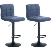 CLP 2er Set Barhocker Calma Stoff drehbar und höhenverstellbar | Farbe blau Material Gestell Metall matt schwarz
