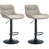 CLP 2er Set Barhocker Vonore Stoff höhenverstellbar und 360 Grad drehbar taupe Gestell Farbe schwarz