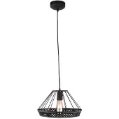 Brilliant Tory Pendelleuchte 1flg schwarzmatt/rattan
