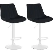 CLP 2er Set Barhocker Toni Stoff drehbar und stufenlos höhenverstellbar | Farbe schwarz Material Gestell Metall matt weiss