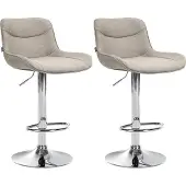 CLP 2er Set Barhocker Vonore Stoff höhenverstellbar und 360 Grad drehbar taupe Gestell Farbe chrom