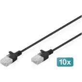 Digitus CAT 6 U-UTP Slim Patchkabel, 5 m, Schwarz, 10 Stück, 5 m, Cat6, U/UTP (UTP), RJ-45, RJ-45, Schwarz