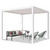 PRIMEYARD Pergola 3x3 m Aluminium-Pfosten mit Lamellendach aus Stahl weiße Terrassenüberdachung