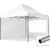 TOOLPORT 3x4,5m Stahl Faltpavillon, inkl. 2 Seitenteile, weiß