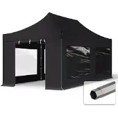 TOOLPORT 3x6m Stahl Faltpavillon, inkl. 4 Seitenteile, schwarz