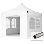 TOOLPORT 3x3m Stahl Faltpavillon, inkl. 4 Seitenteile, weiß