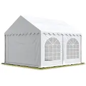 TOOLPORT 3x5 m Partyzelt, PVC-Plane 500 g/m², mit Bodenrahmen, weiß