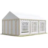 TOOLPORT Partyzelt Festzelt 3x6 m Garten-Pavillon PVC Plane 700 N in beige-weiß Wasserdicht