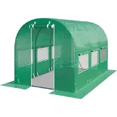 TOOLPORT Foliengewächshaus Gewächshaus 2x3m stabil & langlebig mit Fenster - reißfeste PE Plane 180g/m² grün transparent