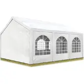 Profizelt24 Hochwertiges Partyzelt 4x6 m Pavillon Zelt PE Plane 450 N Gartenzelt Festzelt Wasserdicht weiß