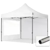 TOOLPORT 3x3m Stahl Faltpavillon, inkl. 2 Seitenteile, weiß