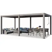 TOOLPORT PRIMEYARD Pergola 3x6 m Aluminium Pfosten mit Lamellendach aus Aluminium graue Terrassenüberdachung